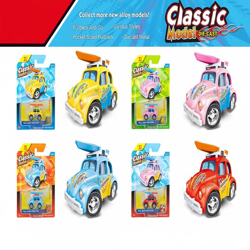Alloy Pullback Printed Vintage Car Assorted